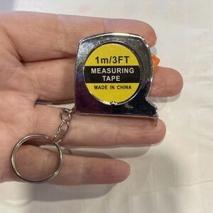 1m/3ft Mini Measuring Tape Keychain - Yellow Label